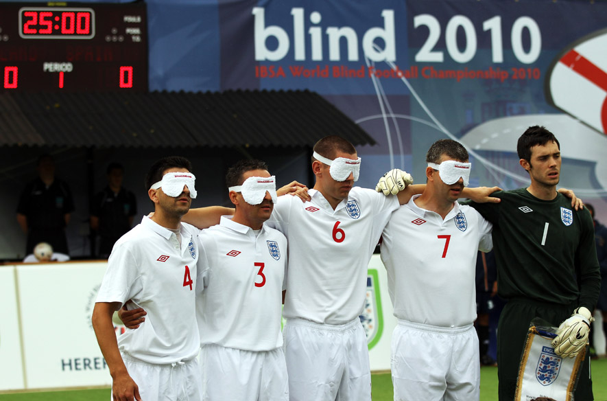 England line up prior to their IBSA Blind World Football Championship 2010 encounter against Spain.